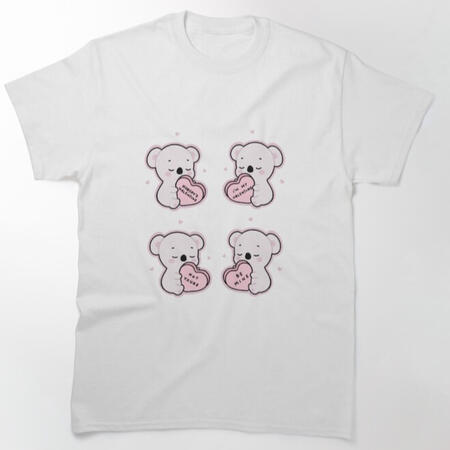 cute koala with valentine heart candy tee shirt