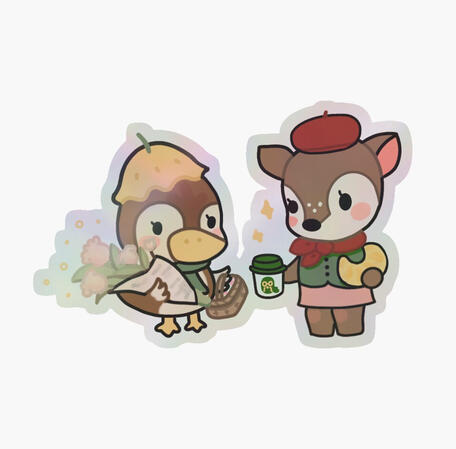 Fauna Deer and Molly Duck on a coffee brunch date Fauna Deer and Molly Duck on a coffee brunch date