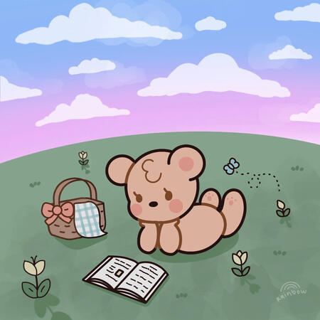 cotton candy sky and fresh meadow grass to set the perfect evening tone for a very happy bear. cotton candy sky and fresh meadow grass to set the perfect evening tone for a very happy bear.
